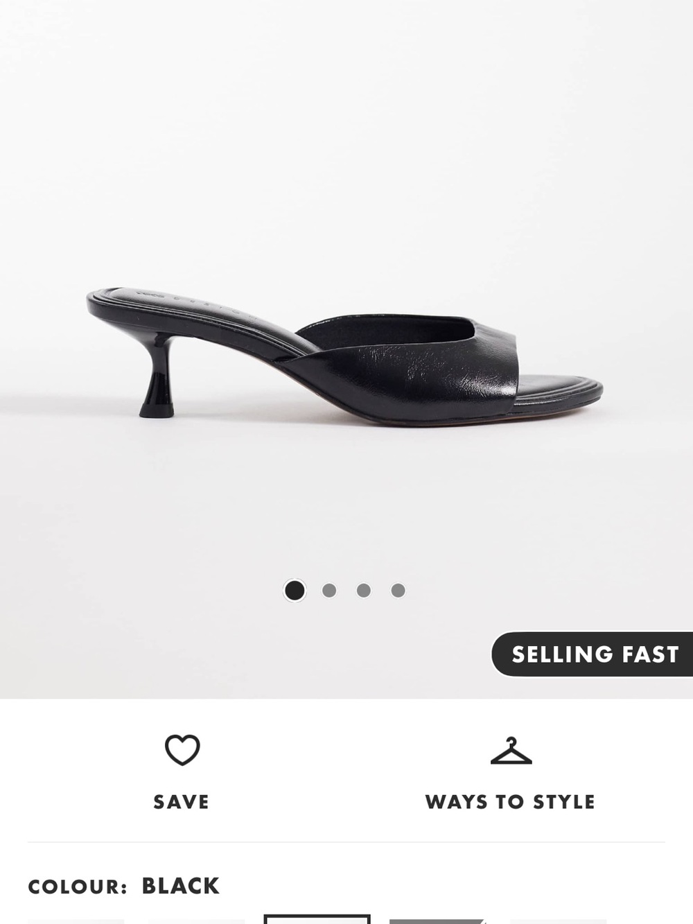 ASOS Black Leather Kitten-Heel Slide